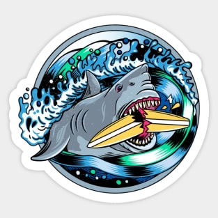 Shark Surfer Sticker